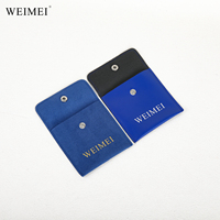 WEIMEI personnalisé petits sacs d'emballage de bijoux bouton rabat pochette à bijoux en cuir PU avec logo