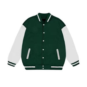 Chaqueta Unisex Estilo Universitario Multicolor con Mangas en Contraste, Ribete Acanalado a Rayas, Botones a Presión, Ropa Urbana de Moda - Product Image 3