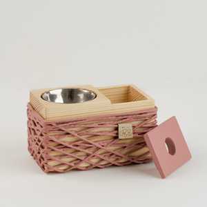 Brûleur Bakhoor en bois de mangue tissé à la main avec porte-encens aromatique en fil rose avec tasse et couvercle en métal - Product Image 3