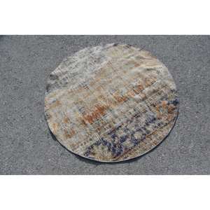 Alfombra de lana turca azul Beige de 3,4 pies, clásica, área grande, Patchwork, rectángulo, pasillo, patrones abstractos, látex para durabilidad - Product Image 4