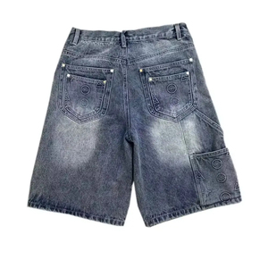 Short de survêtement d'été personnalisé pour hommes Short de survêtement en coton brut avec strass Imprimé Sun Faded Acid Wash Casual Streetwear Short pour hommes - Product Image 2