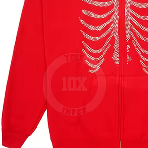 Winter Weat Warm Material Rhinestone Hoodie High Street New Article To Wear Cotton Blended Rhinestone Hoodies - Product Image 4