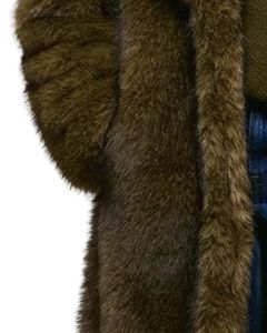 Women Dark Brown Long Faux <b>Fur</b> Coat Luxury Winter Warm Thick Plush Overcoat Full Length Soft Fluffy Jacket Fashion Outerwear - Product Image 5