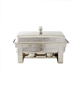 Buffet Serving Pot Diseño único Calentador de alimentos Plato de frotamiento de metal elegante de lujo Soporte dorado plateado - Product Image 6
