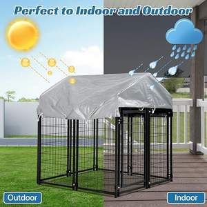 Kaynaklı tel köpek kulübesi köpek kasalar kafes büyük Metal ağır açık kapalı köpek kulübesi ile bir çatı ve su geçirmez kapak - Product Image 2