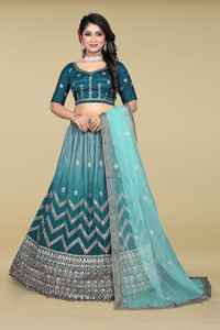 Matériel fantaisie embelli avec broderie partout travail Lehenga Choli pour l'usure de réception de fête de mariage - Product Image 2