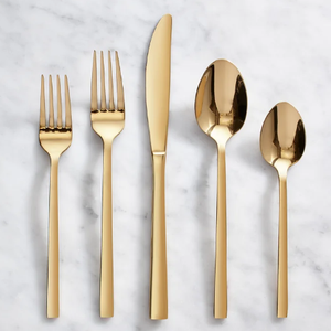 Juego de Cubiertos Dorados de Acero Inoxidable Ecológicos para Restaurantes de Hotel, Diseño Grabado en Relieve, OEM ODM Personalizado, Contemporáneo - Product Image 4