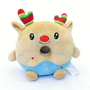 Sac à dos en peluche personnalisé en forme de renne de Noël mignon avec boissons en bois tricotées et flocons de neige, rembourrage en coton PP, 51cm-99cm - Product Image 1