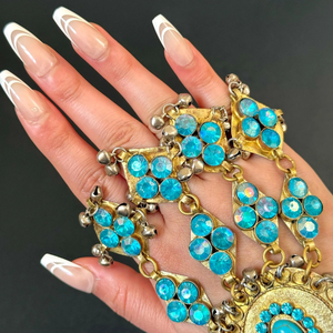 Ultra Long Authentic Afghan Kuchi <b>Necklace</b> Featuring Large <b>Turquoise</b> Round Stones Handcrafted Silver Metal Choker Ethnical - Product Image 4