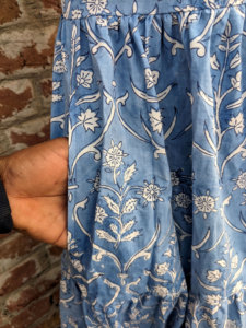 Robe Maxi d'été en pur coton pour femmes imprimé floral bohème bloc de main imprimé Style indien Logo dos écologique pour l'automne - Product Image 4