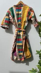 ที่ดีที่สุดคุณภาพทําด้วยมือหลายเย็บปะติดปะต่อกันผ้าฝ้าย Kantha แจ็คเก็ตผู้หญิงยาววินเทจผ้านวมเสื้อหนาวสบายๆฟรีขนาด - Product Image 4