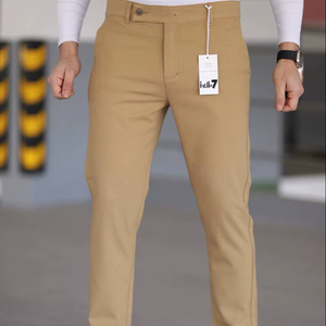 กางเกงผ้ายืดเข้ารูปสีกรมท่าสำหรับผู้ชายกางเกงทำงานอัจฉริยะลำลองเอวยางยืดมีเชือกผูกคอตตอนทรงตรงฮิปฮอปขนาดพิเศษ - Product Image 1