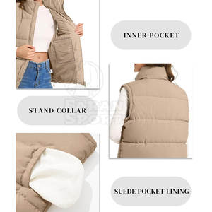 Latest Style <b>Women's</b> Gym Vest <b>Waistcoat</b> Hot Selling Cotton Polyester Fitness Outwear with Stand Collar Casual Zipper Closure - Product Image 5