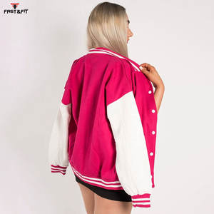Más tamaño transpirable diseño personalizado nueva moda bordado Crop mujeres Letterman chaquetas de béisbol - Product Image 6