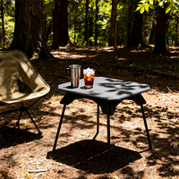 Table de camping pliable compacte HOMFUL, polyvalente, à double hauteur, légère, noire, tactique, pour bureau