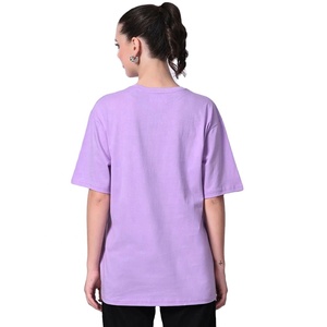 เสื้อยืดสตรีคอกลมแขนสั้นทรงหลวมสีพื้น - Product Image 3