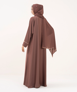Dubai Vente en gros Robe musulmane en mousseline de soie droite modeste Abaya Kaftan pour femmes 100% Soie Maxi Tenues de soirée - Product Image 3