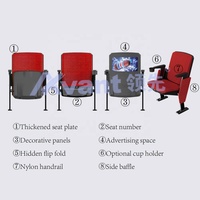 Chaises VIP pour stades Avant Sports avec porte-gobelets, sièges pliants inclinables pour gradins, chaises d'auditorium avec accoudoirs, sièges de théâtre