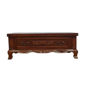 Mesa de Centro Clásica para Sala de Estar, Mesa de Centro de Madera de Teca Tallada a Mano con Cajón, Mesa de Té de Nogal para Sala de Estar y Muebles de Hotel - Product Image 3