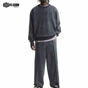 Streetwear coupé et cousu avec logo personnalisé pour hommes pull à capuche évasé pantalon de survêtement délavé à l'acide survêtement vintage - Product Image 5