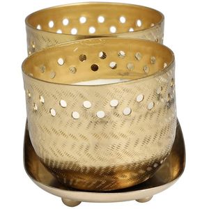 High Quality Royal-Look Embossed <b>Glass</b> Iron Tea Light <b>Candle</b> <b>Holder</b> Cylinder Tealight Container for Home Decor for Christmas - Product Image 1