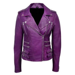 Chaqueta de Motocicleta de Cuero Acabado Transpirable de Primera Calidad, Estilo Casual, Nueva, Moderna, con Cierre, para Mujer - Product Image 6