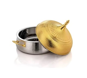Luxury Metal Casserole Wooden Chapati Box With Metal Lid Food Warmer trending 2025 casserole - Product Image 5