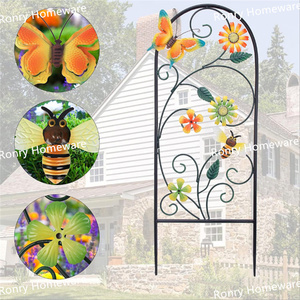 Panneaux de jardin rectangulaires modernes en <span class=keywords><strong>métal</strong></span> thermolaqué, motif <span class=keywords><strong>fleurs</strong></span> et abeilles, pour la décoration de jardin, patio et pelouse au printemps - Product Image 3