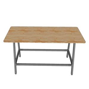 Industrial 200x100x105cm Standing Conference <b>Table</b> A-<b>Shaped</b> Iron Legs Rubber Wood Office Furniture for Conference Room HBMN036 - Product Image 2