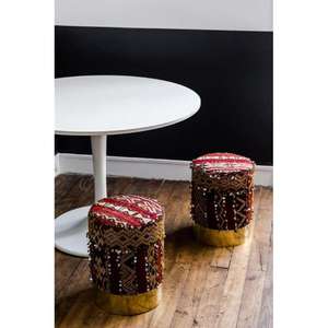 Taburete marroquí hecho a mano, puf otomano, cojín decorativo bohemio, reposapiés tradicional bereber, muebles para la sala de estar. - Product Image 1