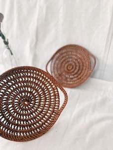 ชุดถาดเสิร์ฟอาหารหวายแฮนด์เมด2ชิ้นถาดเสิร์ฟอาหารรูปร่างและขนาดที่กำหนดเองได้ - Product Image 4