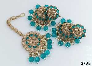 ชุดต่างหูระย้าต่างหูมุกสำหรับผู้หญิงชุด mangtikka สไตล์อินเดียดั้งเดิมและทันสมัยล่าสุด - Product Image 3