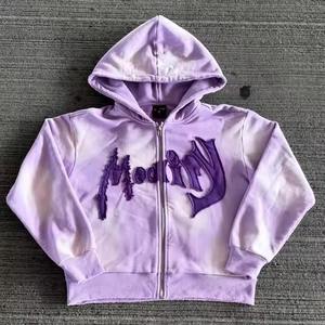 เสื้อฮู้ดผ้าฝ้ายผ้าคอตตอนสีจางมีฮู้ดสำหรับผู้ชายทรงบ็อกซี่เข้ารูปโอเวอร์ไซส์งานปัก - Product Image 5