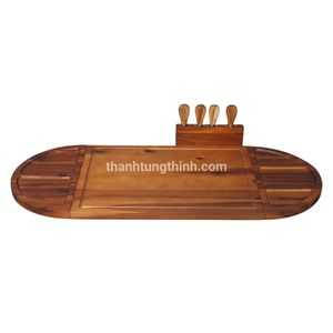 Juego de tablas de cortar de madera rectangulares con soporte magnético para cuchillos y bandejas de servir antideslizantes, utensilios de cocina hechos en Vietnam. - Product Image 5