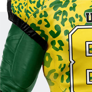 Juego de uniformes de fútbol americano para atletas universitarios con numeración de marca de equipo y logotipos de patrocinadores disponibles en colores personalizados - Product Image 4