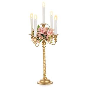 Soporte de velas 3-Batti de latón brillante con diseño de estilo templo perfecto para configuraciones de Pooja y festividades religiosas - Product Image 5