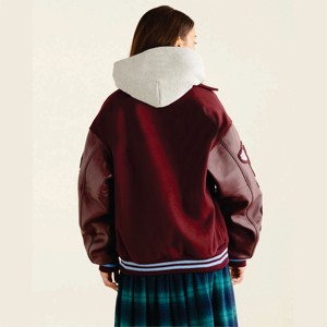 Chenille Lettre Broderie Patchs Logo Personnalisé Collège En Cuir Manches Bleu Laine Varsity Bomber Baseball Letterman Veste Homme - Product Image 3