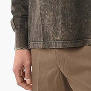 Nueva Camiseta de Manga Larga para Hombre con Lavado Ácido, Logotipo Personalizado, Camiseta Vintage con Lavado Ácido - Product Image 3