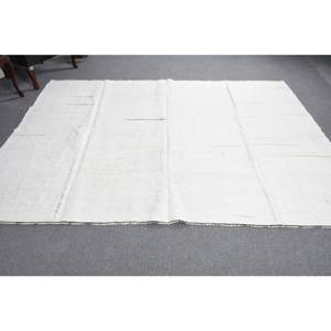 Alfombra de lana blanca moderna, alfombra de tejido plano turco de 9x6, 5 pies, patrón de retazos, decoración de sala de estar con respaldo de látex - Product Image 1
