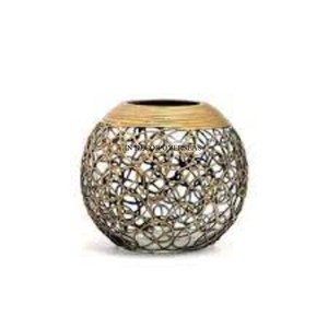 Antique Fancy Designer Prime Quality Metal Round Shape Attractive Look Home And Hotel Lobby <b>Decorative</b> Flower Vase From India - Product Image 1
