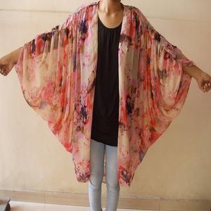 ชุดกิโมโนสีน้ำตาลรูปตัวทีสำหรับผู้หญิงขนาดใหญ่พิเศษปักลายดอกไม้แขนสี่เหลี่ยมเอวธรรมชาติผูกเชือก - Product Image 3