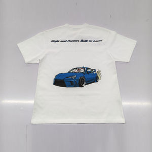 T-shirt tricoté ample à manches courtes pour homme, 100 % coton teint, imprimé voiture, style hip-hop urbain, nouvelle collection tendance été, vente en gros - Product Image 1