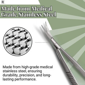 Ciseaux à ressort micro-courbés de 4,5 pouces en acier inoxydable pour couture, broderie, toilettage, appliqué, logo personnalisé, vente en gros - Product Image 5