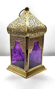 Farol decorativo hecho a mano de Metal y vidrio, decoración de boda de la mejor calidad, Color violeta - Product Image 3