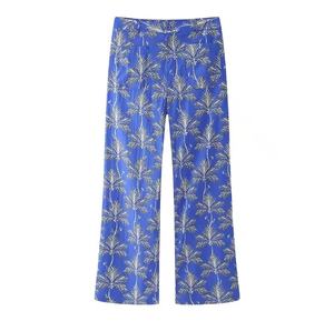 Printed Pants Vintage Side Pocket Zipper Fly High Waist Casual New Fashion Top Quality for <b>Ladies</b> Breathable Women Pant/<b>Trouser</b> - Product Image 1