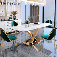 Ensemble de table et chaises pliantes de style nordique moderne avec plateau en pierre frittée et bois, 6 places, pour appartements, hôtels et salles à manger
