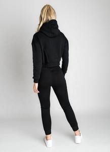 Sweat-shirt à capuche pour femmes personnalisé et pantalon de survêtement droit 2 pièces en polaire pour la saison d'hiver - Product Image 4