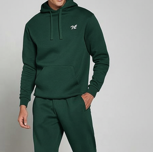 Survêtement en coton uni avec logo personnalisé | Sweat à capuche et jogging antibactérien et respirant décontracté pour homme - Product Image 1