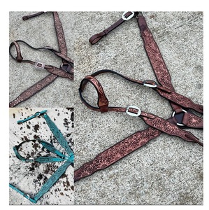 Juego de tachuelas de una oreja de cuero de cocodrilo hecho a medida para Rodeo Trail Riding Barrel Racing-para propietarios de caballos - Product Image 1