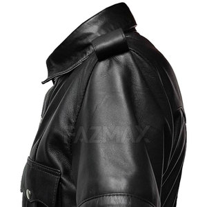 เสื้อเชิ๊ตหนังผู้ชายสีดำผ้าซาตินมีกระดุมสำหรับใส่บ็อกซี่ทรงหลวมดีไซน์หรูหรางานตามสั่ง - Product Image 3